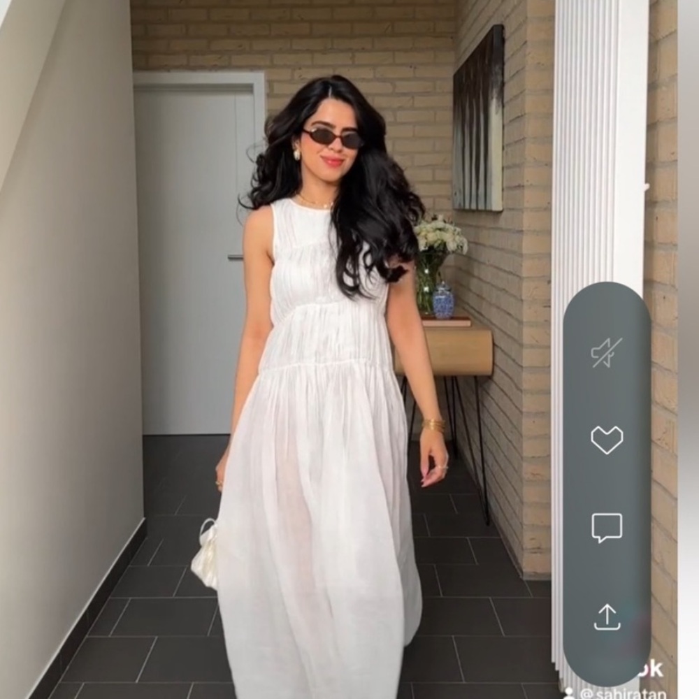 NWT! H&M Ramie Maxi Dress in White Size Small